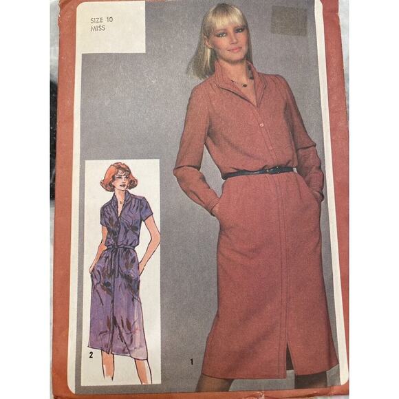 Simplicity Vintage Uncut Misses Pullover Dress Size 10 Pattern No 9742 - Picture 2 of 8